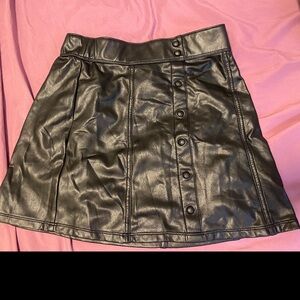 Abercrombie Kids Black Faux Leather A-Line Skirt